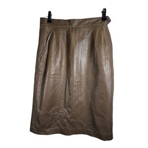 Vintage 90's Siena New York Mocha Brown Butter Soft Leather Pencil Skirt, Sz 10